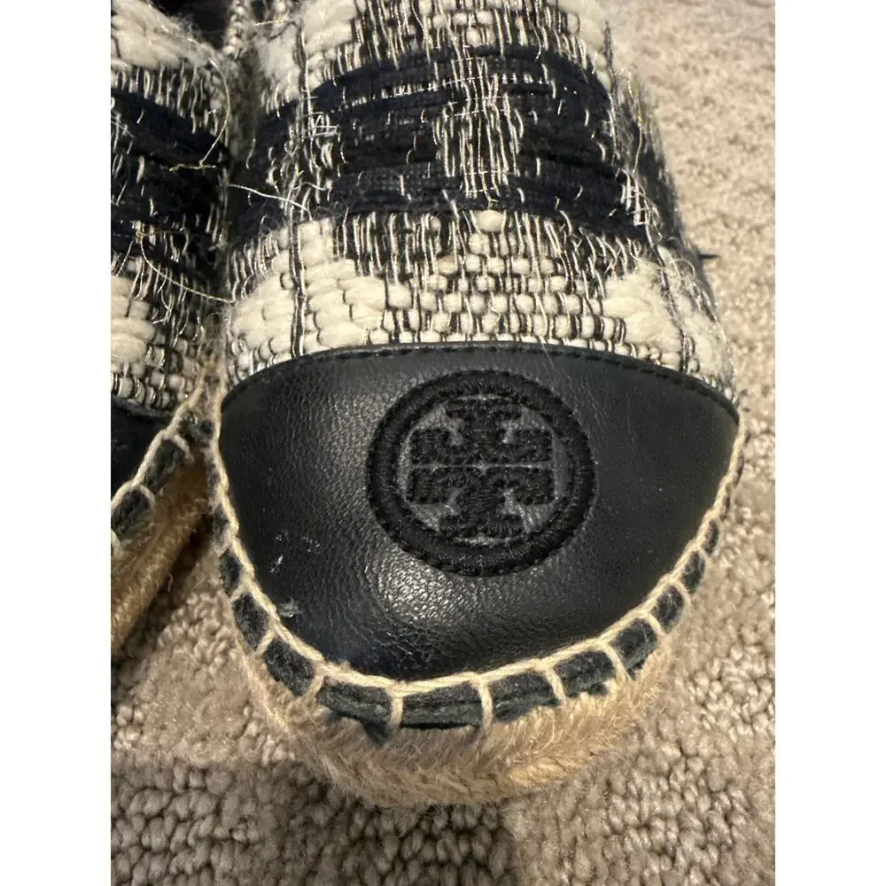 Tory Burch Women's Woven Stripe Cap Toe Espadrille Flats, 7.5